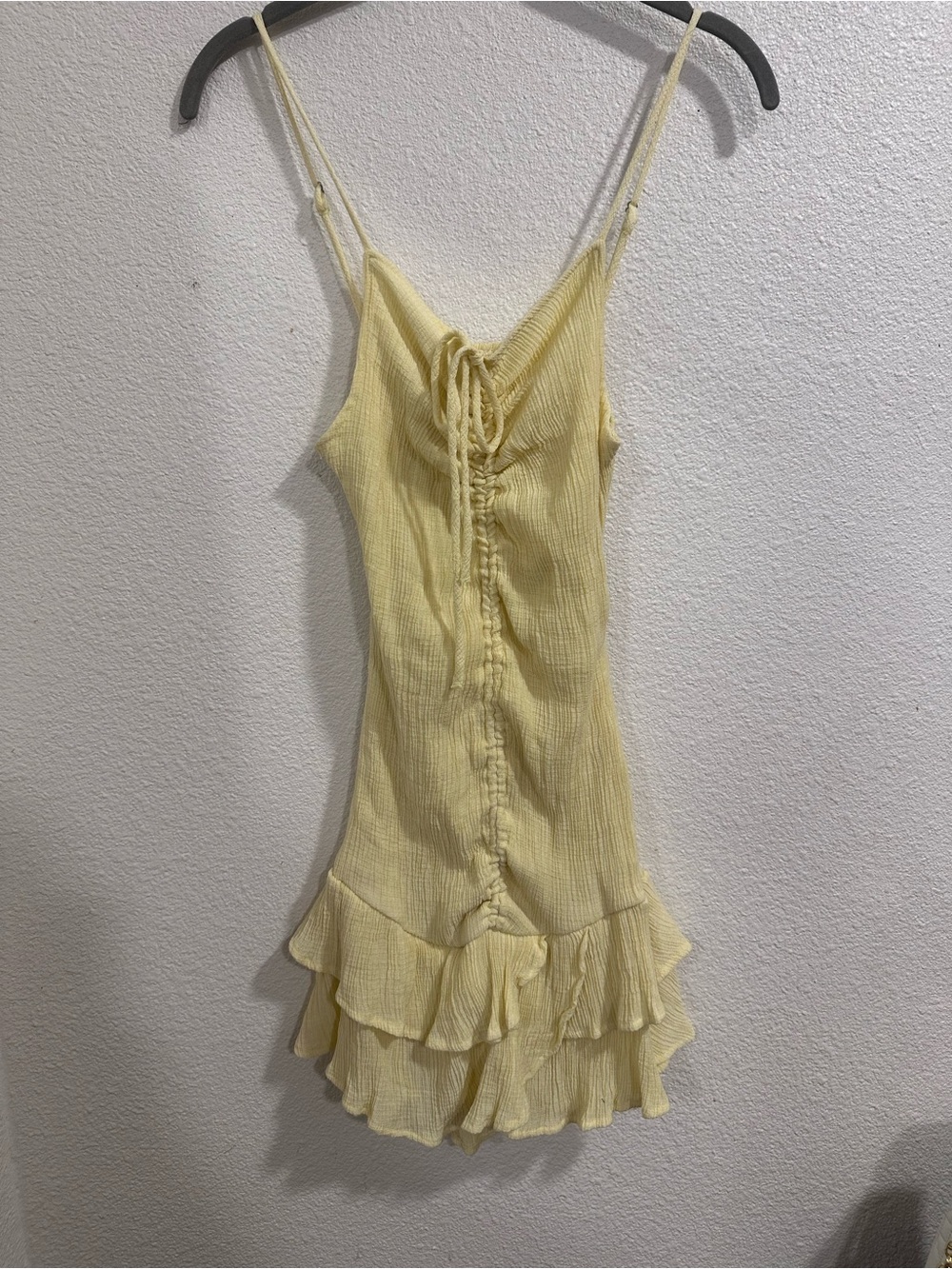 Love Tree Pale Yellow Ruffle Mini Slip Dress